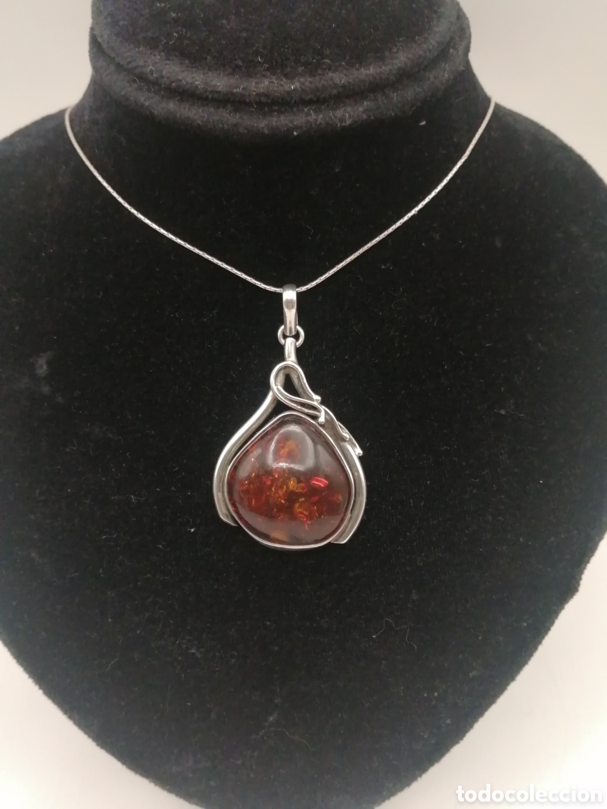 Joyeria: Antiguo colgante plata de ley y &aacute;mbar - Foto 3