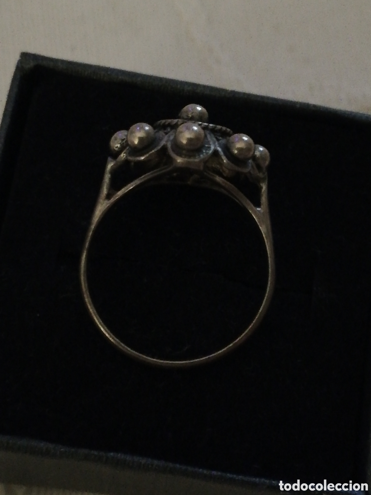 Joyeria: ANTIGUO ANILLO. SORTIJA DE PLATA . BOTON CHARRO - Foto 2