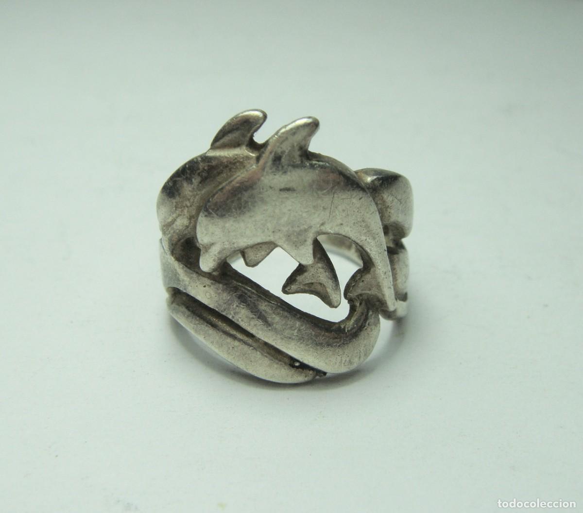 Joyeria: Anillo de Plata .925 mls. Con contrastes. Delfines. - Foto 1
