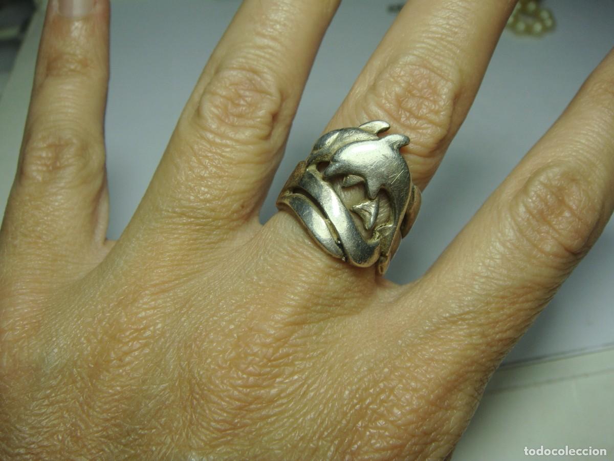 Joyeria: Anillo de Plata .925 mls. Con contrastes. Delfines. - Foto 2