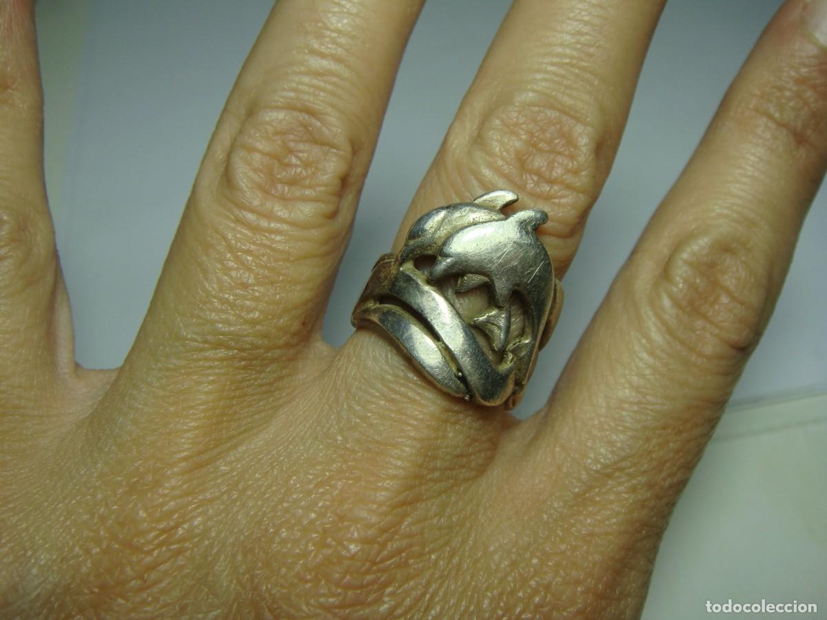 Joyeria: Anillo de Plata .925 mls. Con contrastes. Delfines. - Foto 3