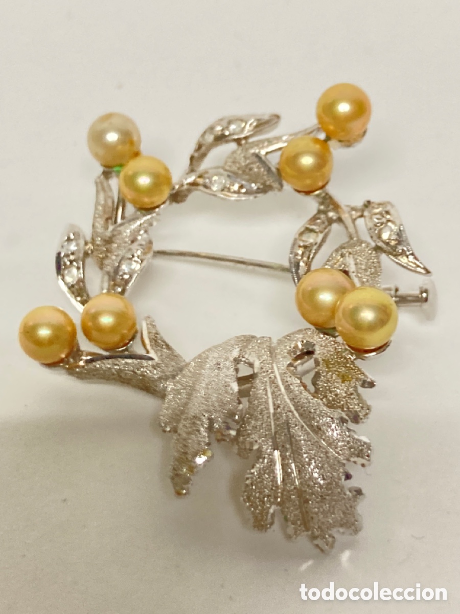 Joyeria: Broche de plata rodiada con perlas - Foto 1