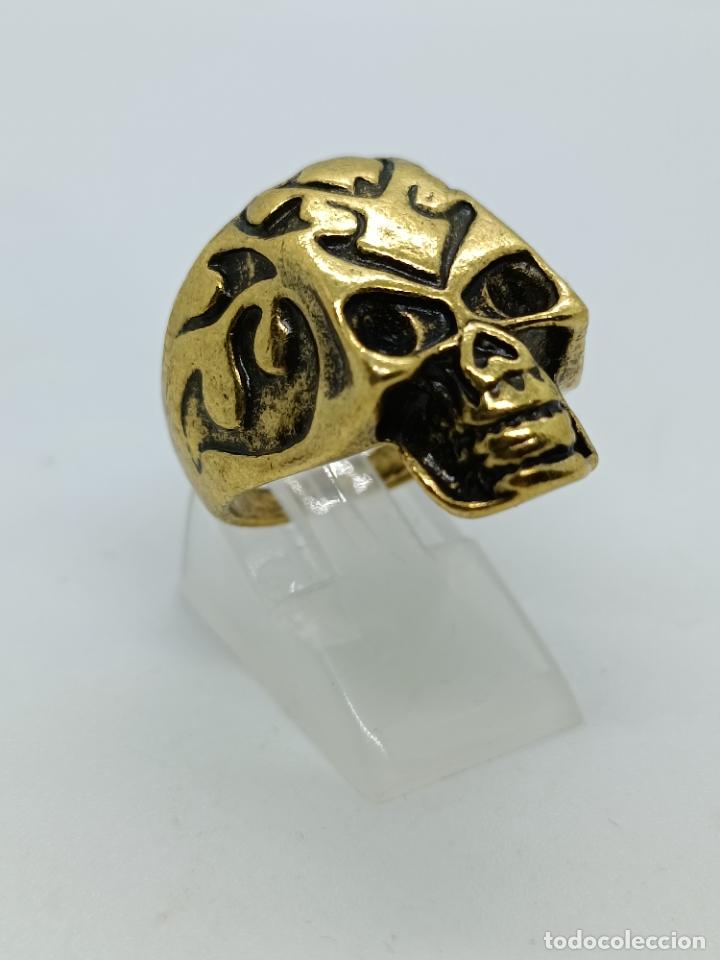 Joyeria: 0riginal anillo con forma de calavera y p&aacute;tina de bronce. - Foto 3
