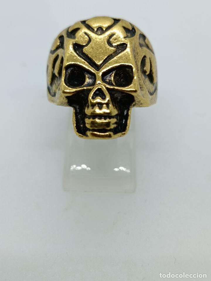 Joyeria: 0riginal anillo con forma de calavera y p&aacute;tina de bronce. - Foto 4