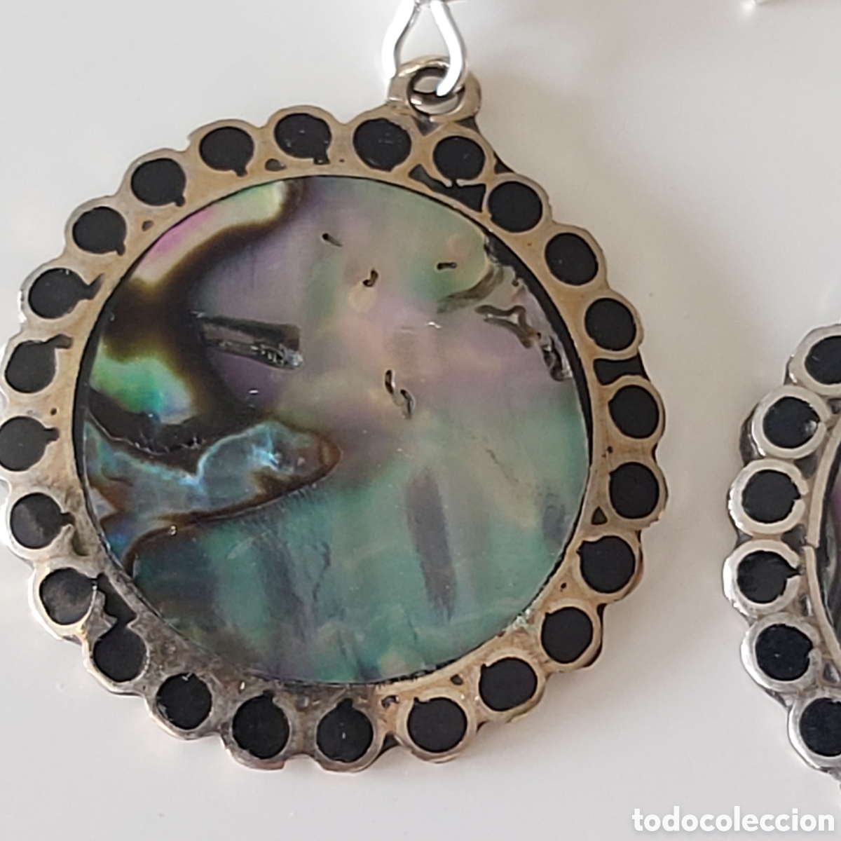 Joyeria: FANT&Aacute;STICOS PENDIENTES DE NACAR DE M&Eacute;XICO. REF S2 P N 8 BI - Foto 2
