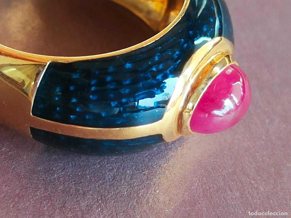 Joyeria: ANILLO ORO 18K ESMALTE Y RUB&Iacute; - Foto 1