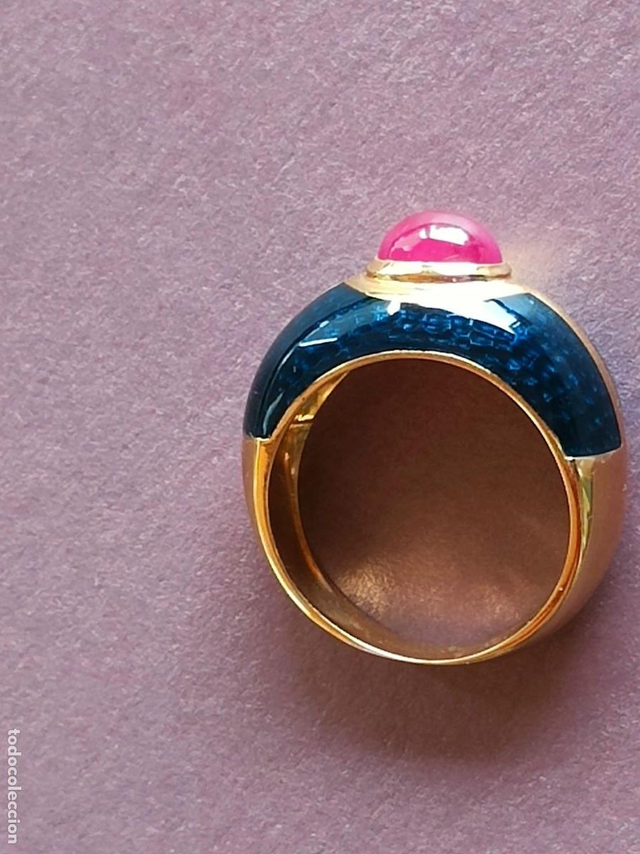 Joyeria: ANILLO ORO 18K ESMALTE Y RUB&Iacute; - Foto 2