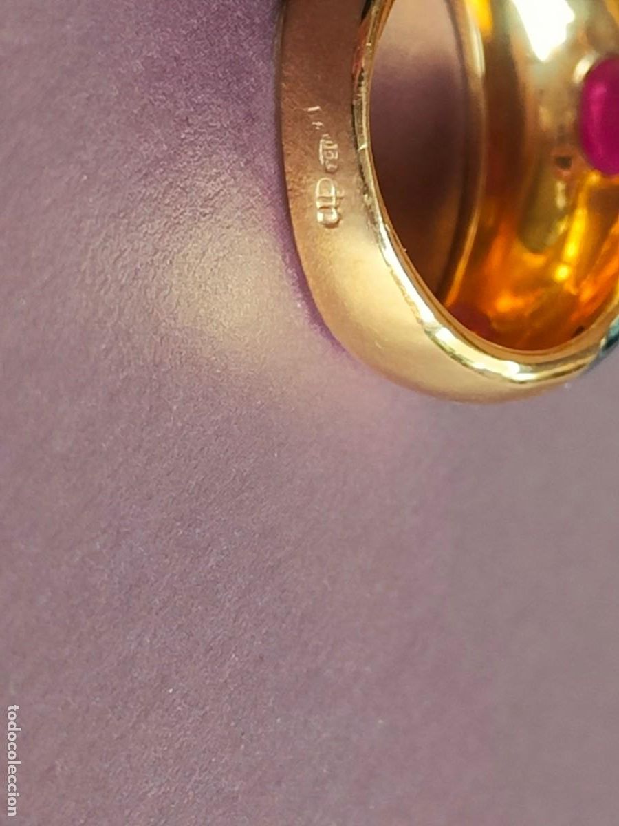 Joyeria: ANILLO ORO 18K ESMALTE Y RUB&Iacute; - Foto 3