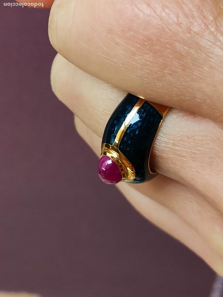 Joyeria: ANILLO ORO 18K ESMALTE Y RUB&Iacute; - Foto 8