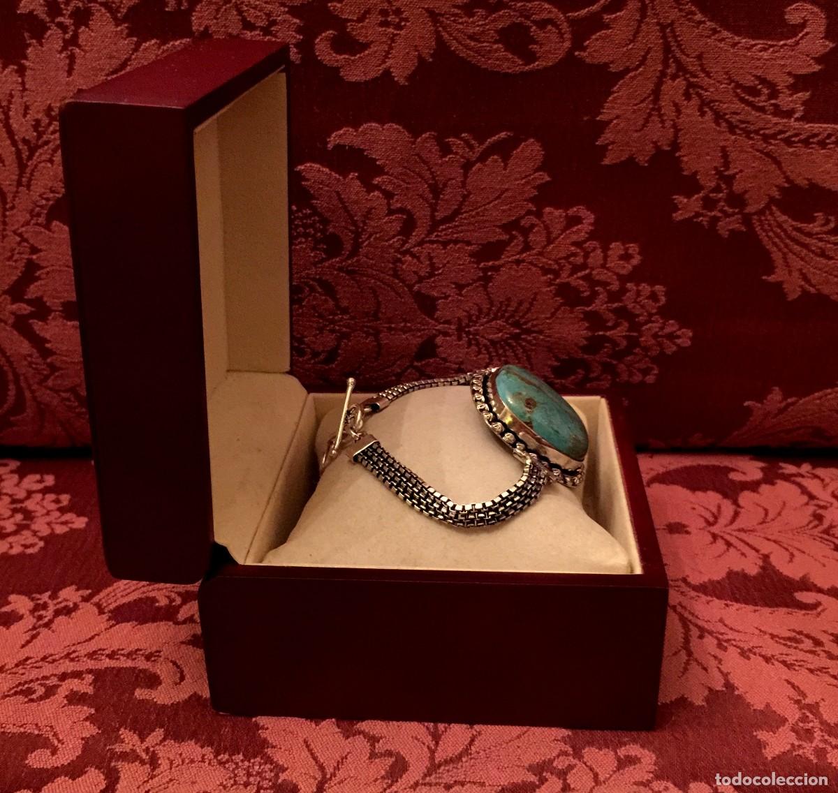Joyeria: PULSERA CON TURQUESA CENTRAL NATURAL - 30 GRAMOS. - Foto 3