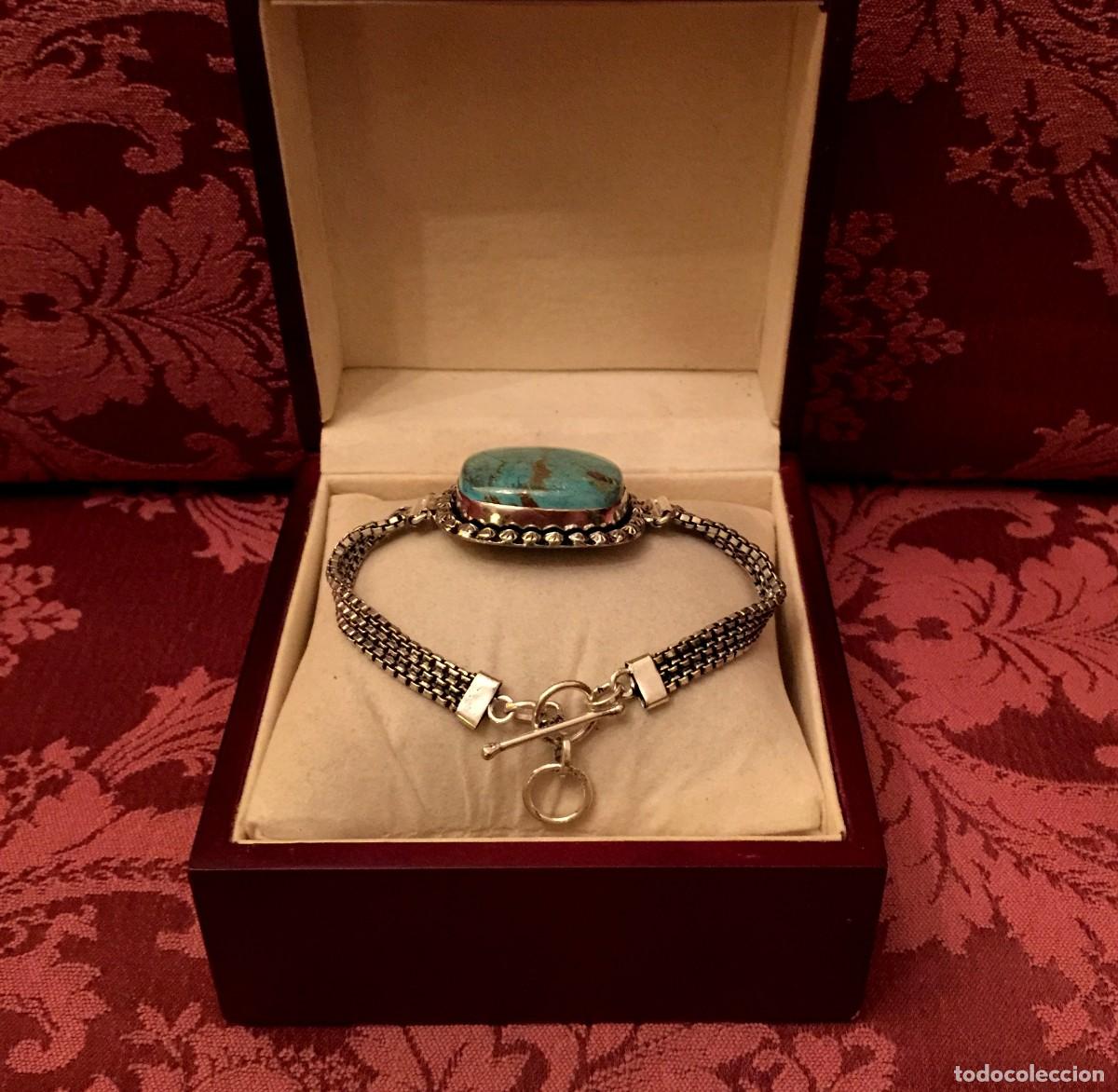 Joyeria: PULSERA CON TURQUESA CENTRAL NATURAL - 30 GRAMOS. - Foto 5