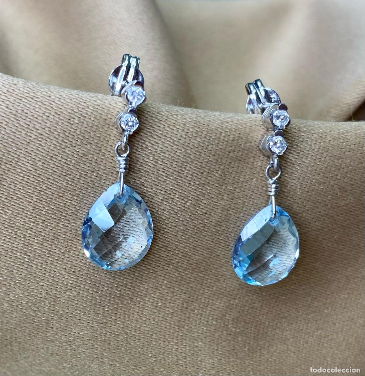 pendientes con enganche de plata con piedras na - Compra venta en  todocoleccion