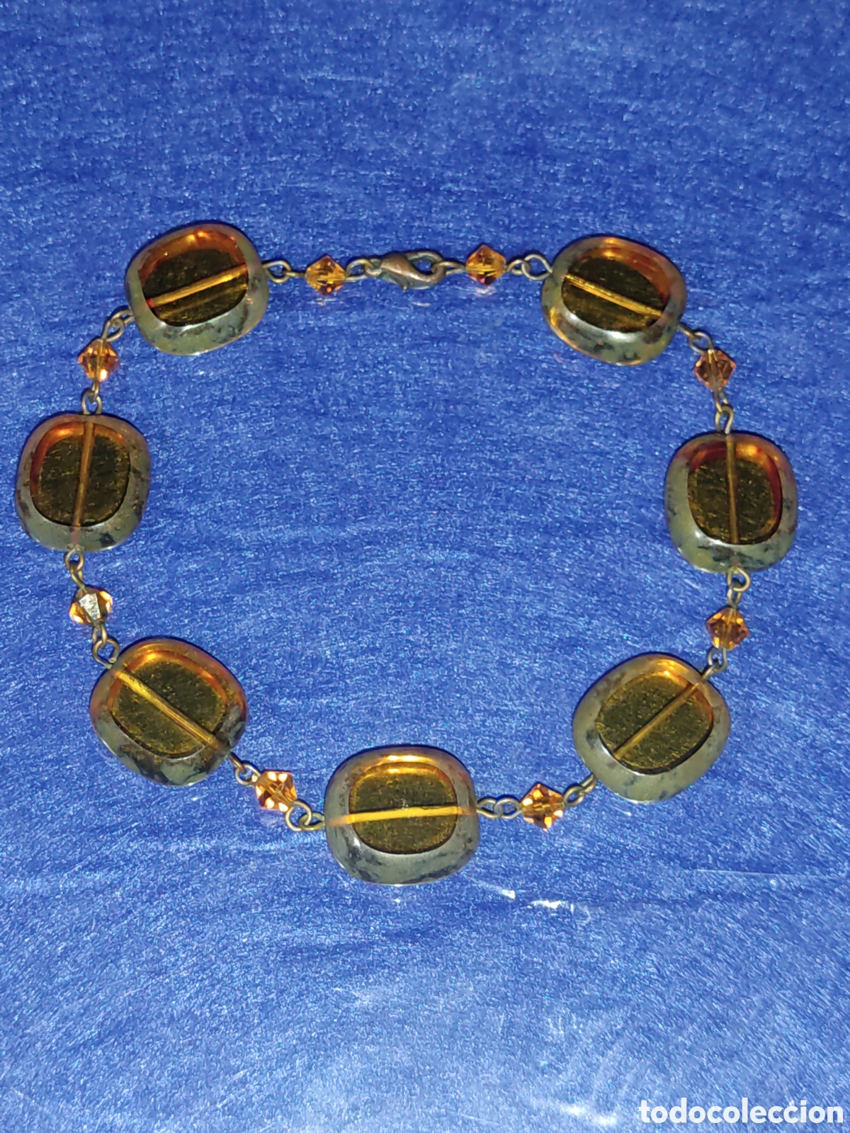 Joyeria: Pulsera de cristal de murano &aacute;mbar, vintage. - Foto 2