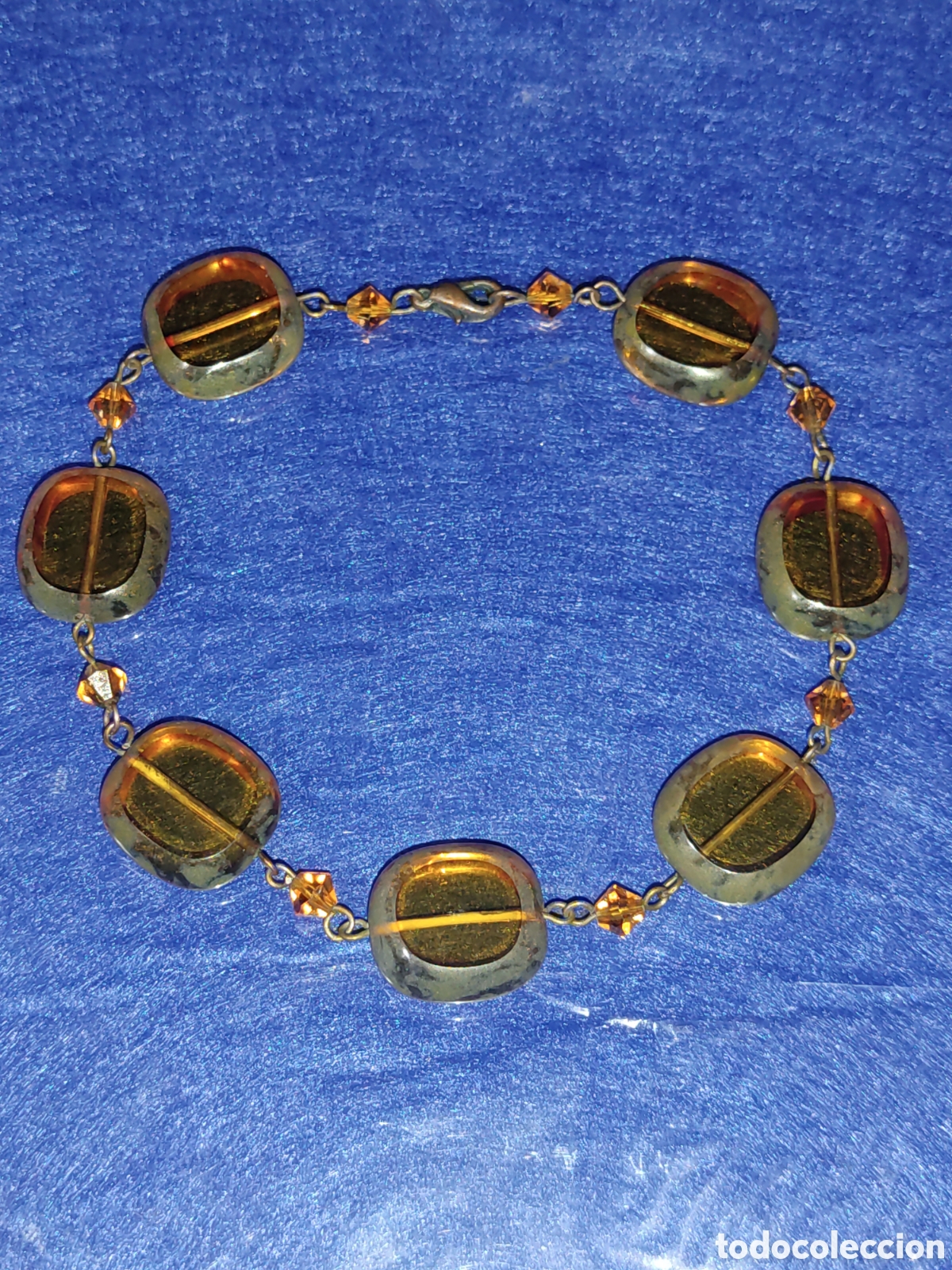 Joyeria: Pulsera de cristal de murano &aacute;mbar, vintage. - Foto 4