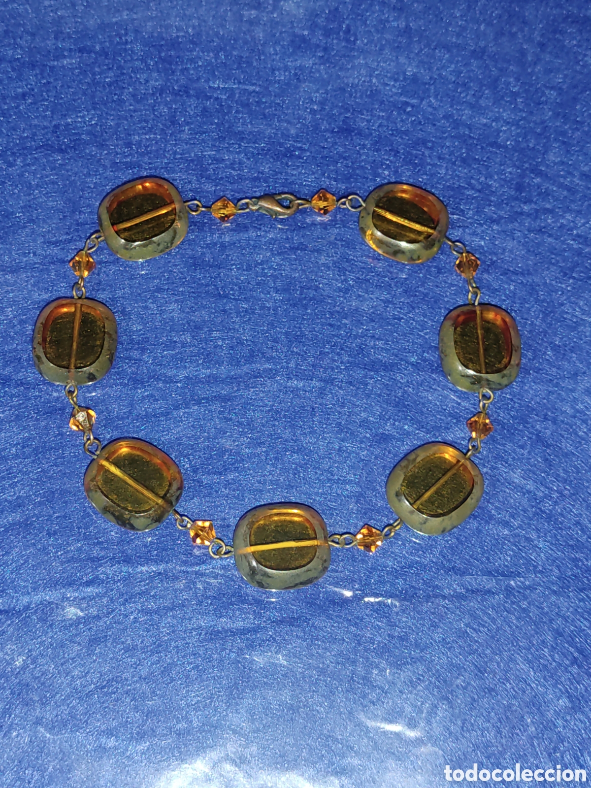 Joyeria: Pulsera de cristal de murano &aacute;mbar, vintage. - Foto 1