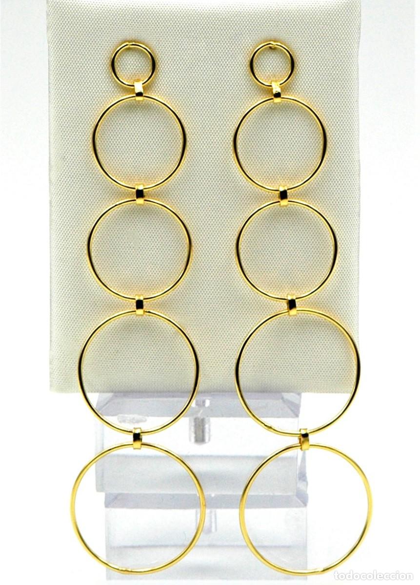 Joyeria: Pendientes c&iacute;rculos, Plata dorada, 8cm - Foto 1