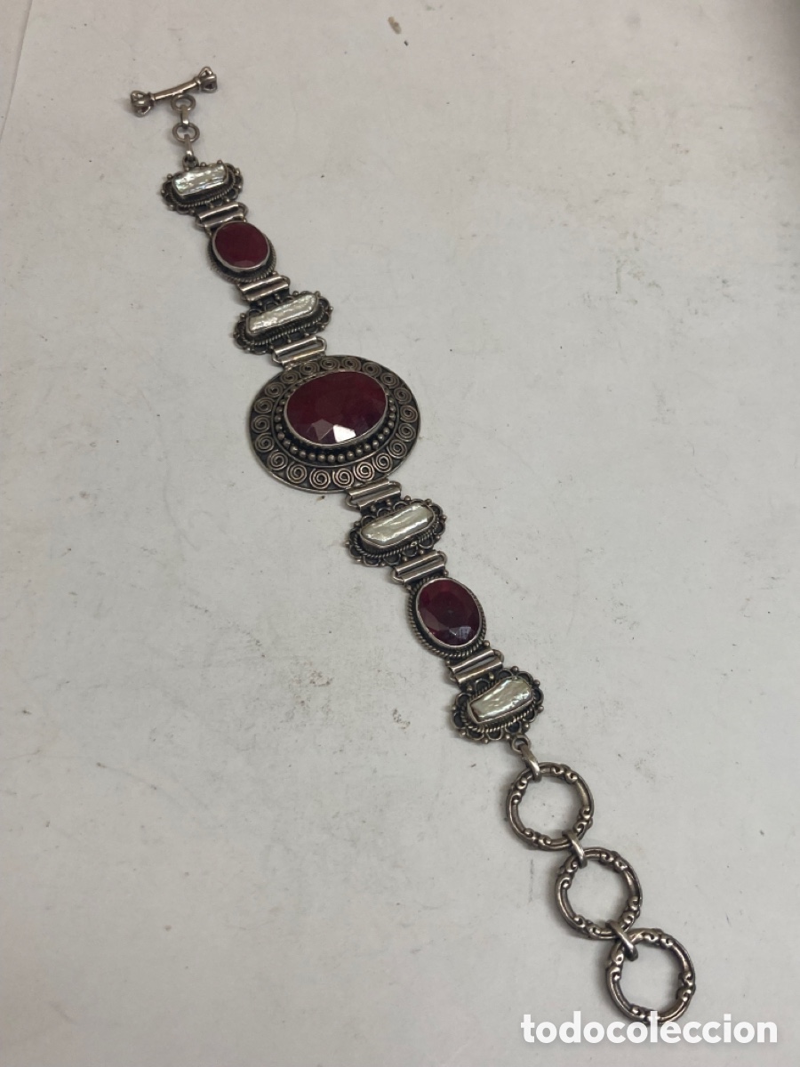 Joyeria: PULSERA DE PLATA CON GRANATE Y NACAR /PUL202 - Foto 1