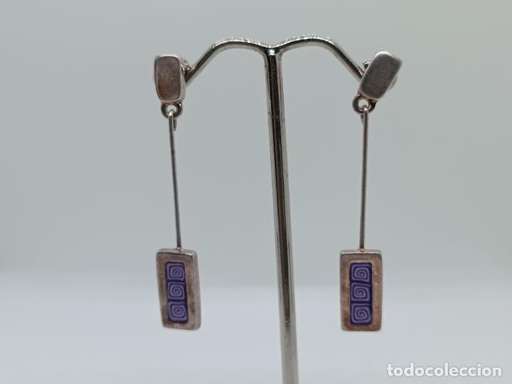 Joyeria: Preciosos pendientes en plata de ley contrastada de estilo griego. - Foto 1