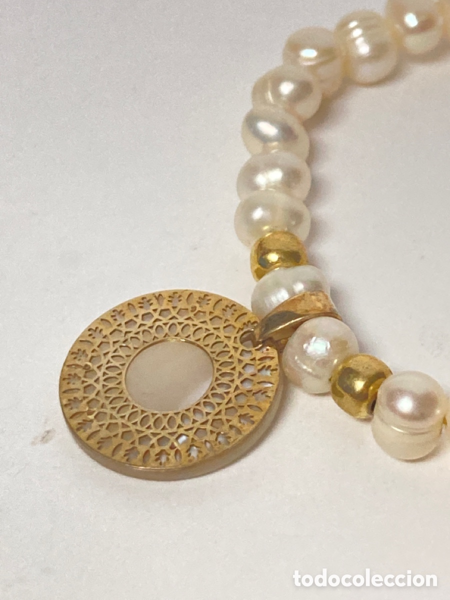Joyeria: Pulsera de perlas , nacar y plata chapada en oro, Nuevo - Foto 2