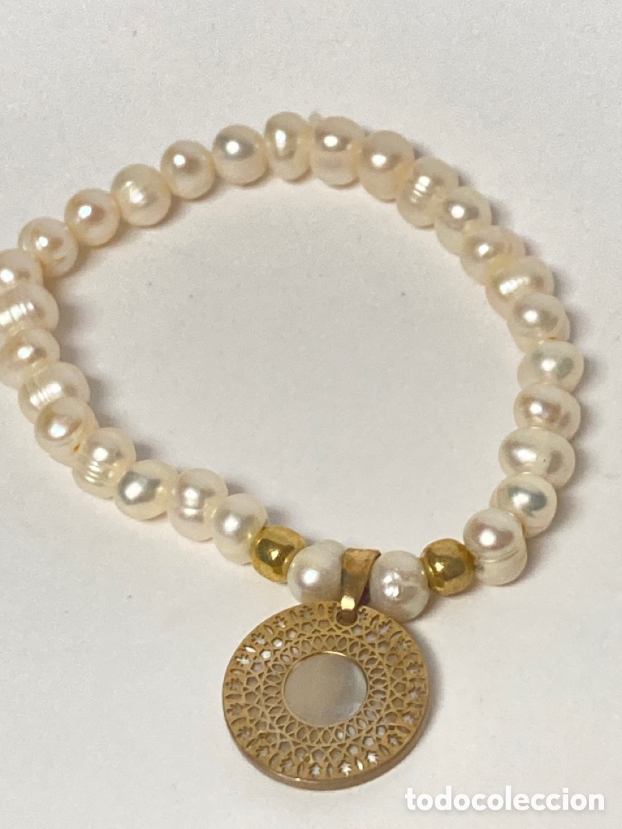Joyeria: Pulsera de perlas , nacar y plata chapada en oro, Nuevo - Foto 3