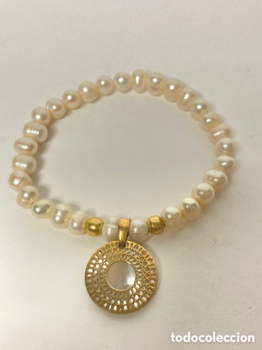Joyeria: Pulsera de perlas , nacar y plata chapada en oro, Nuevo - Foto 1