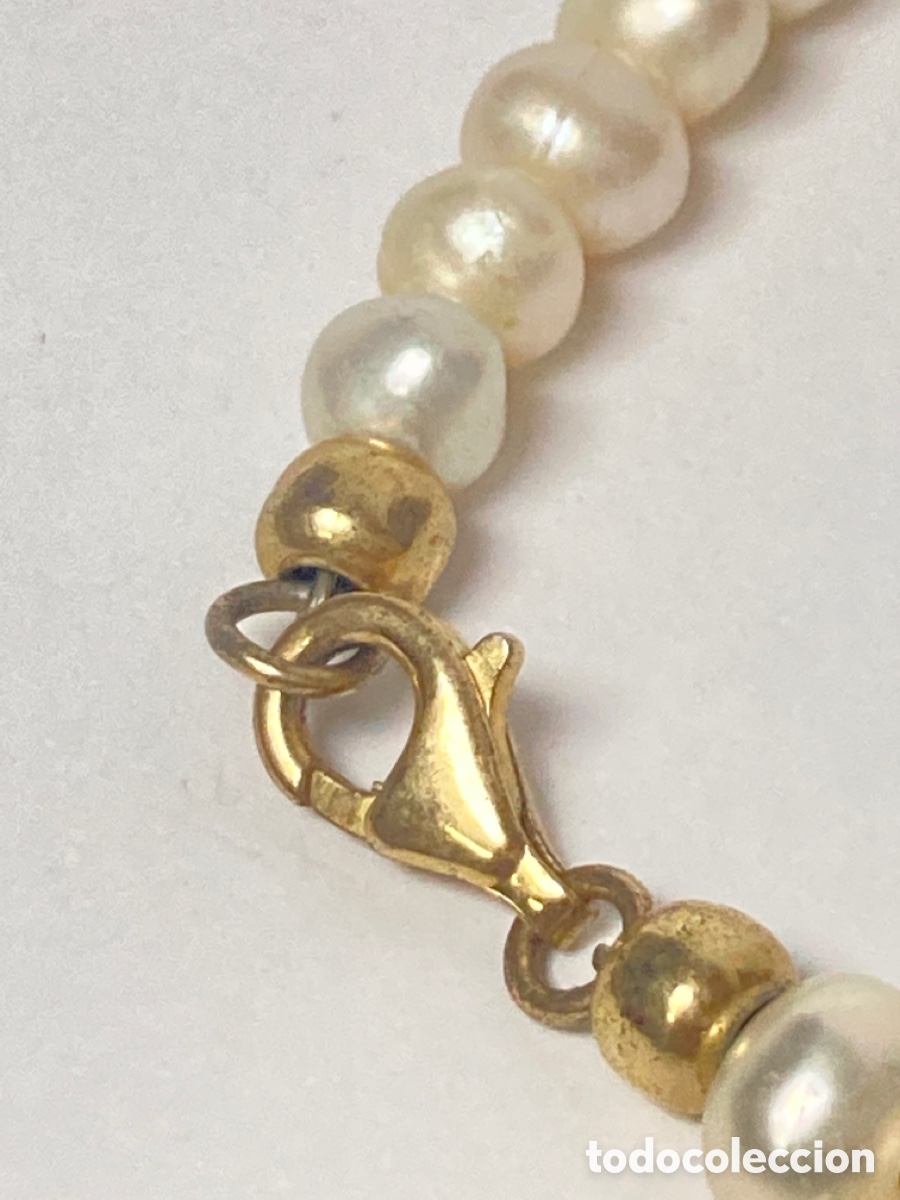Joyeria: Gargantilla de perla , nacar , plata chapada en oro - Foto 3