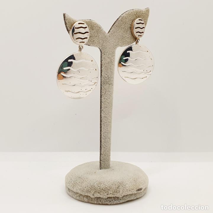 Joyeria: Grandes pendientes de dise&ntilde;o sofisticado en plata de ley 925 maciza. - Foto 4