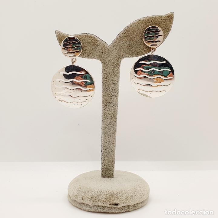 Joyeria: Grandes pendientes de dise&ntilde;o sofisticado en plata de ley 925 maciza. - Foto 1