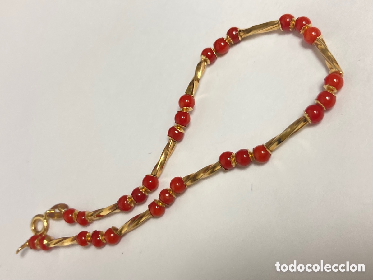 Joyeria: Pulsera de oro 18k y corales reconstituidos /OM4 - Foto 2
