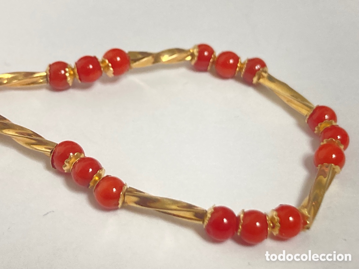 Joyeria: Pulsera de oro 18k y corales reconstituidos /OM4 - Foto 1