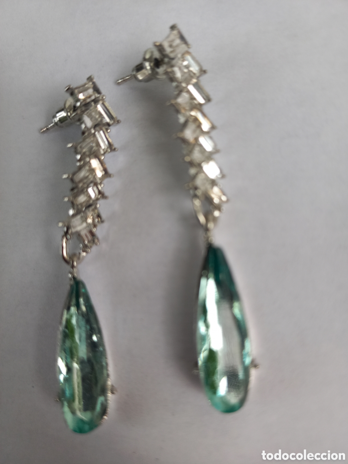 Joyeria: Bellos pendientes de lujo en oro blanco con aguamarinas creadas - Foto 4
