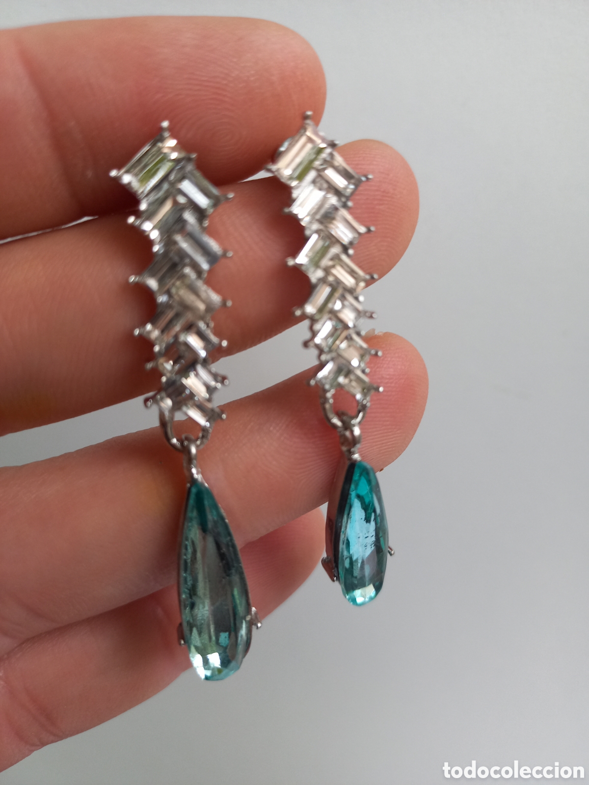 Joyeria: Bellos pendientes de lujo en oro blanco con aguamarinas creadas - Foto 1