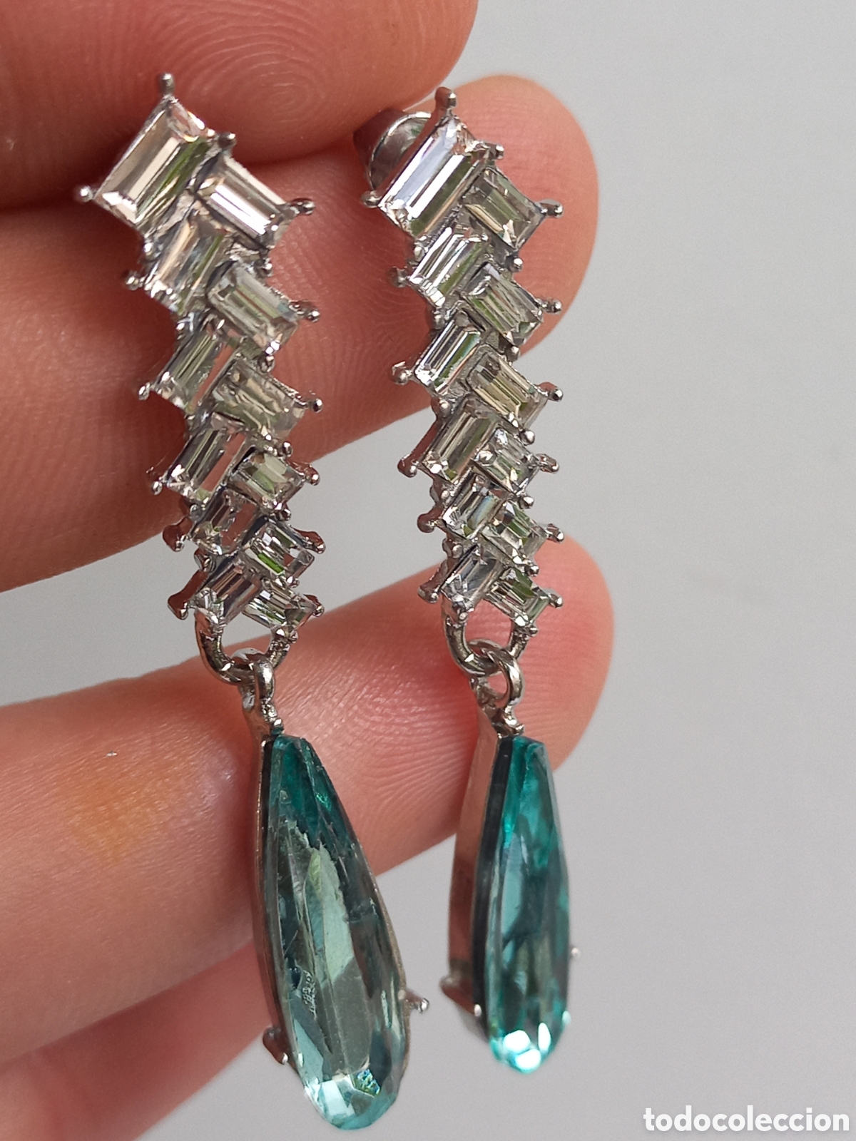 Joyeria: Bellos pendientes de lujo en oro blanco con aguamarinas creadas - Foto 5