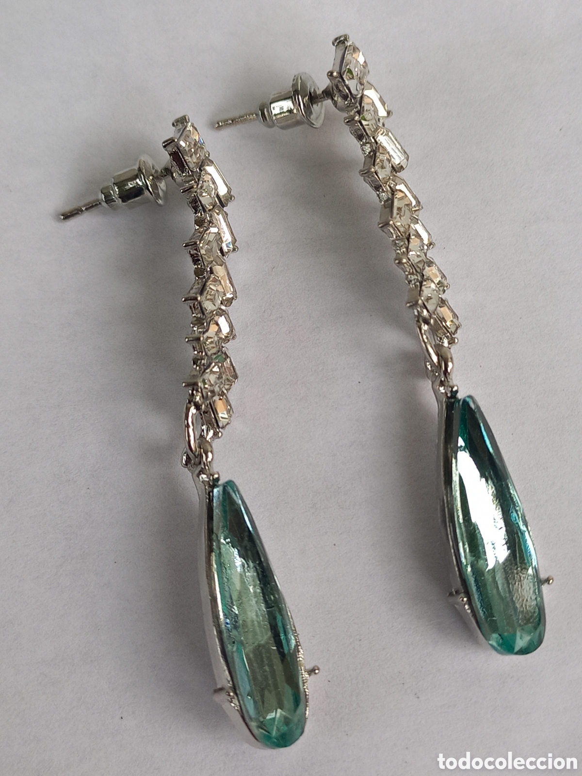 Joyeria: Bellos pendientes de lujo en oro blanco con aguamarinas creadas - Foto 2