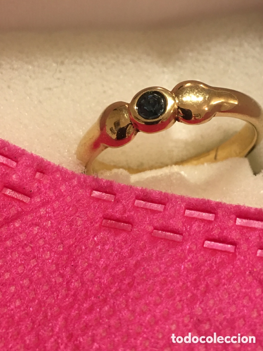 Joyeria: Anillo dorado con piedra azul - Foto 1