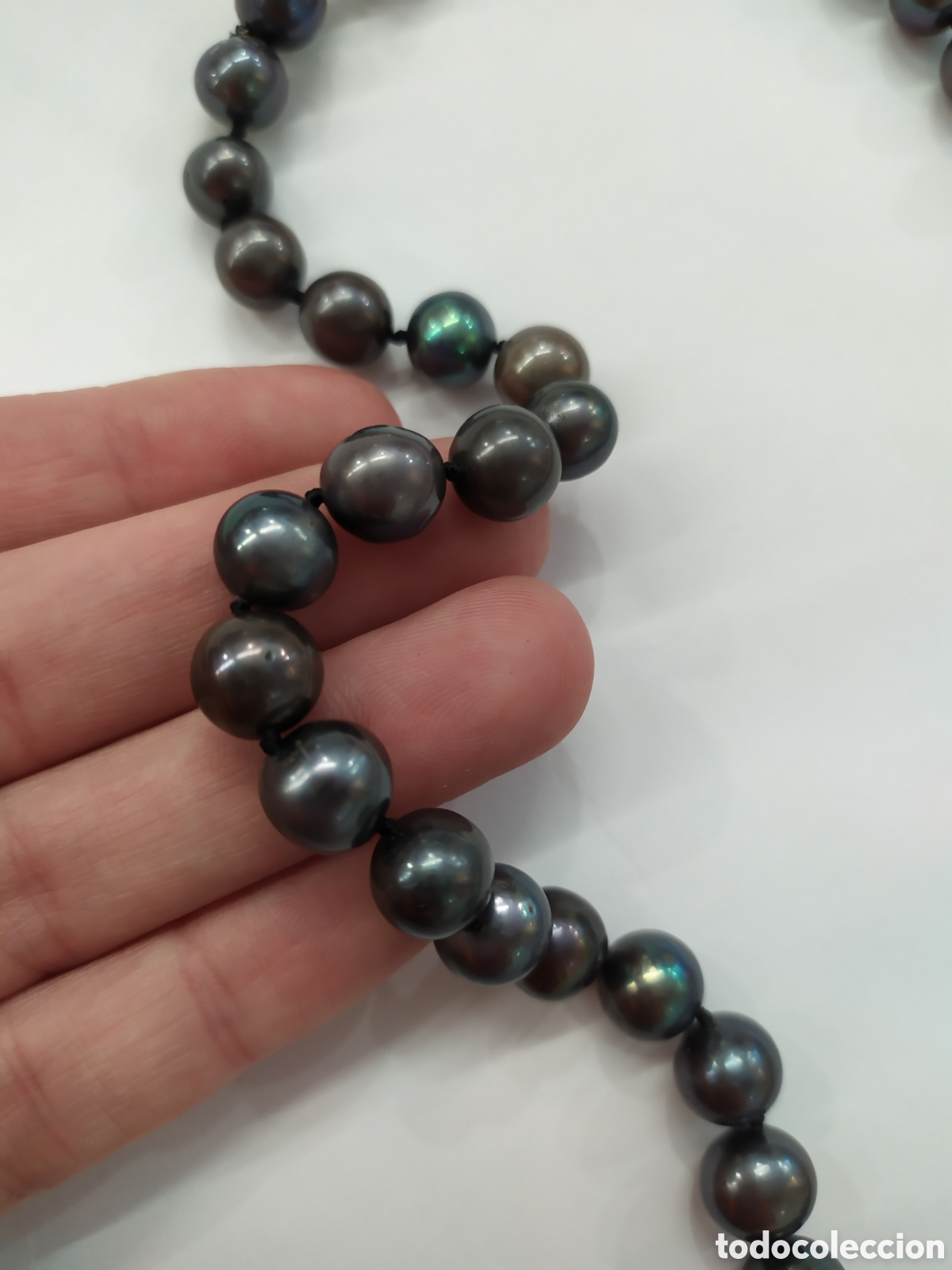 Joyeria: Collar de perlas negras . Original cierre en oro blanco de 18k. - Foto 5
