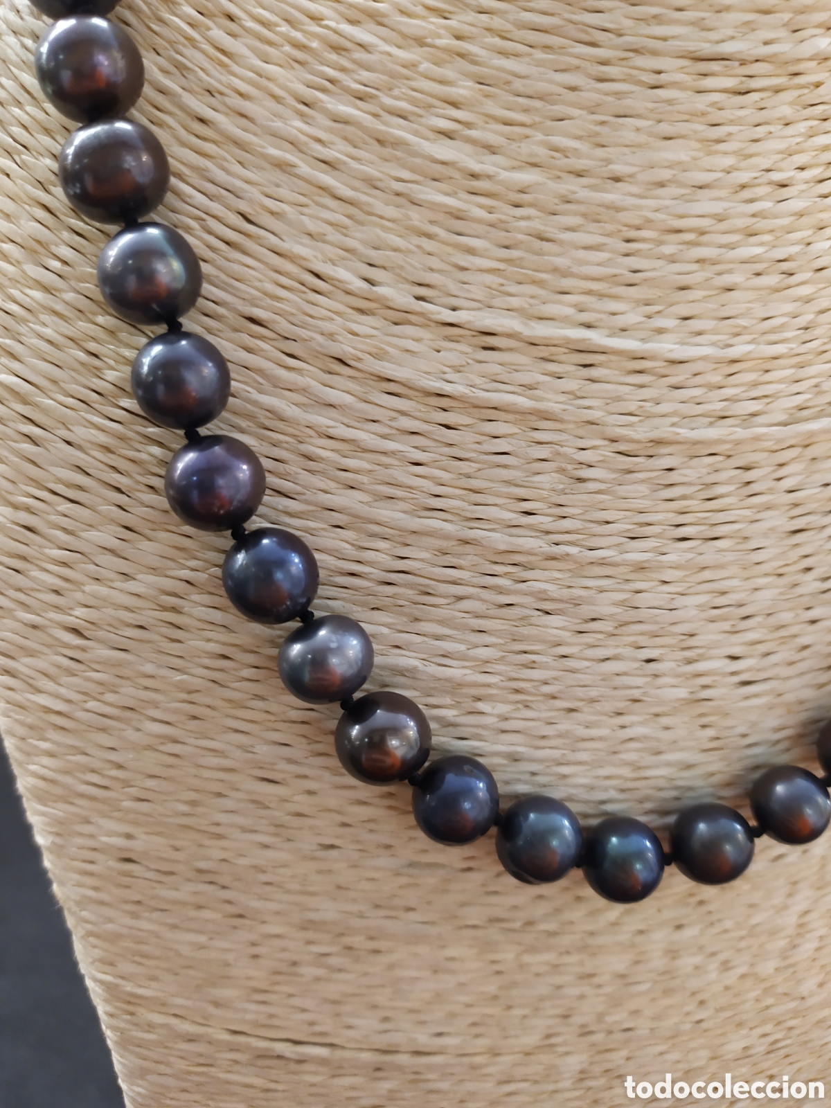 Joyeria: Collar de perlas negras . Original cierre en oro blanco de 18k. - Foto 7