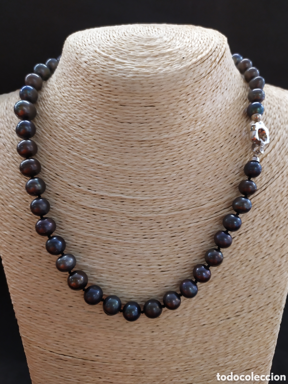 Joyeria: Collar de perlas negras . Original cierre en oro blanco de 18k. - Foto 9