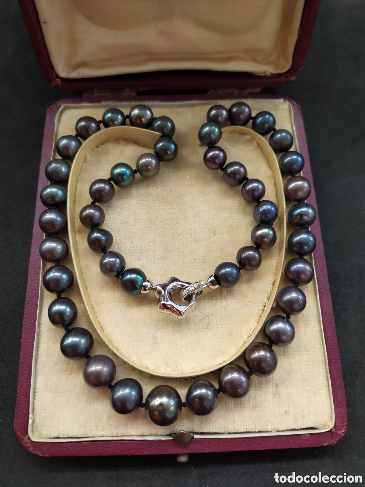 Joyeria: Collar de perlas negras . Original cierre en oro blanco de 18k. - Foto 10
