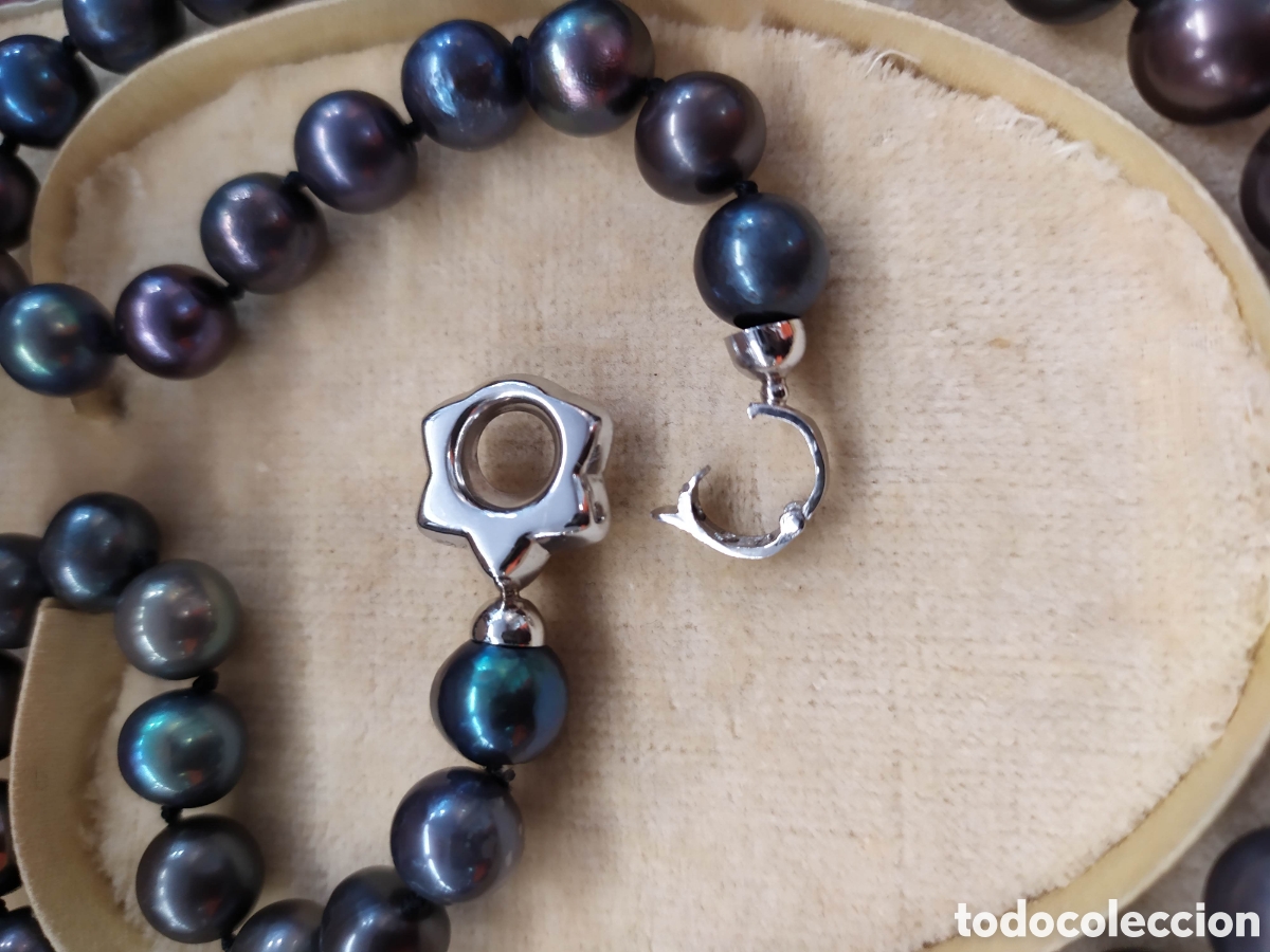 Joyeria: Collar de perlas negras . Original cierre en oro blanco de 18k. - Foto 11