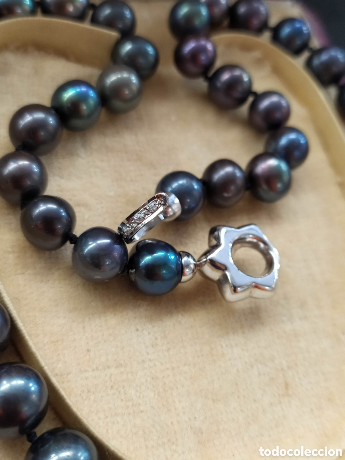 Joyeria: Collar de perlas negras . Original cierre en oro blanco de 18k. - Foto 12