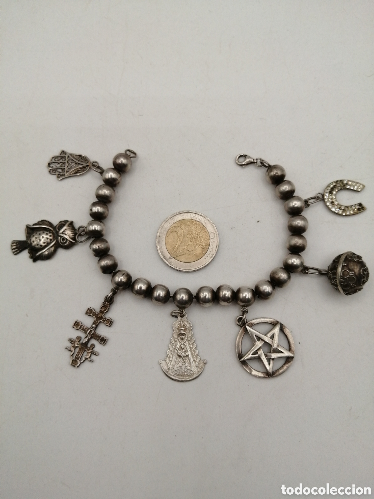 Joyeria: Pulsera plata de ley. Bolas y 7 amuletos - Foto 2
