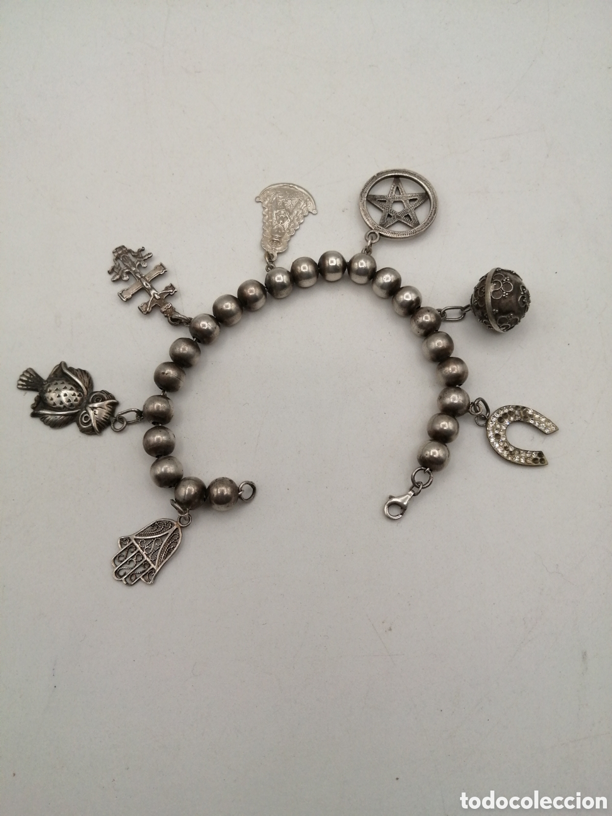 Joyeria: Pulsera plata de ley. Bolas y 7 amuletos - Foto 5