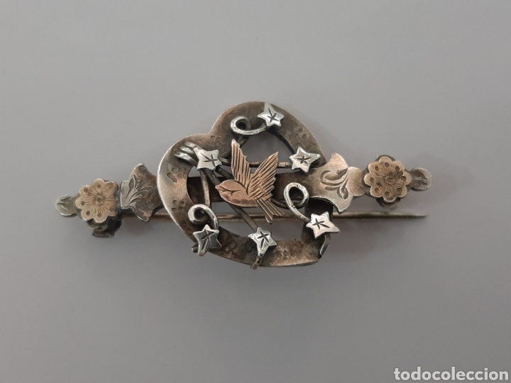Joyeria: Broche plata y oro ingl&eacute;s antiguo con sellos - Foto 1