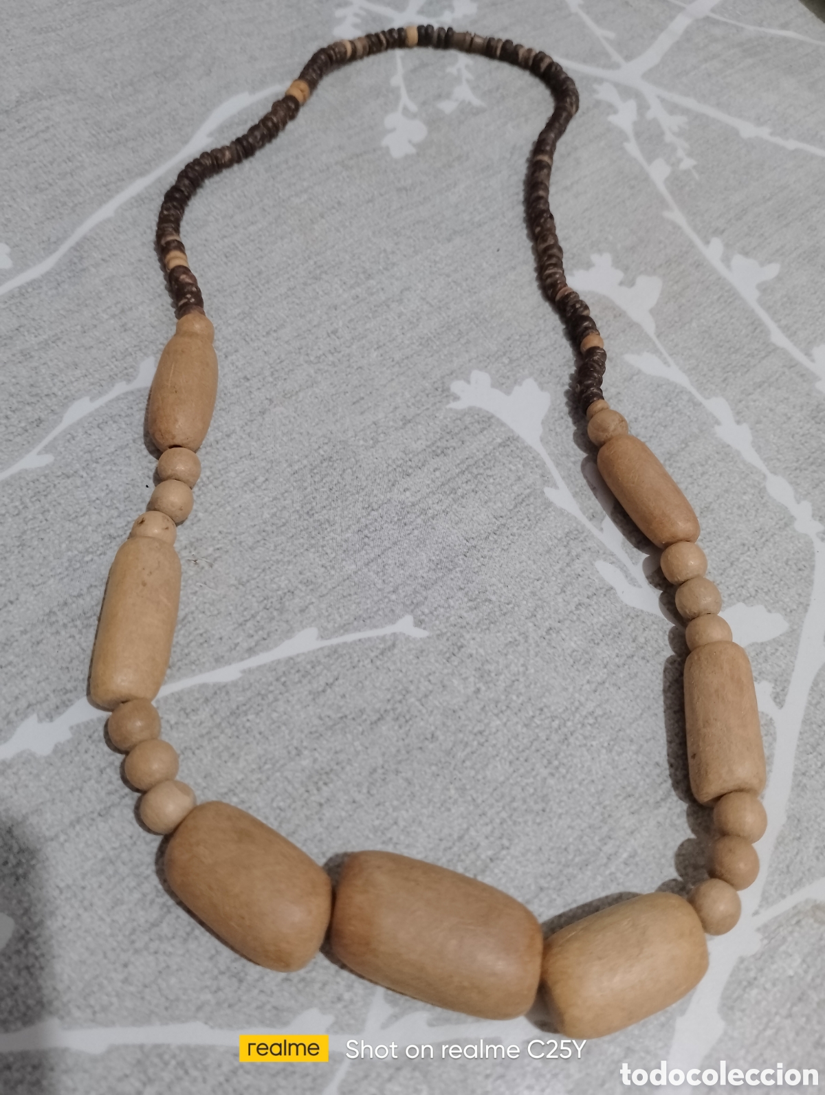Joyeria: Antiguo collar de madera etnico guinea - Foto 1