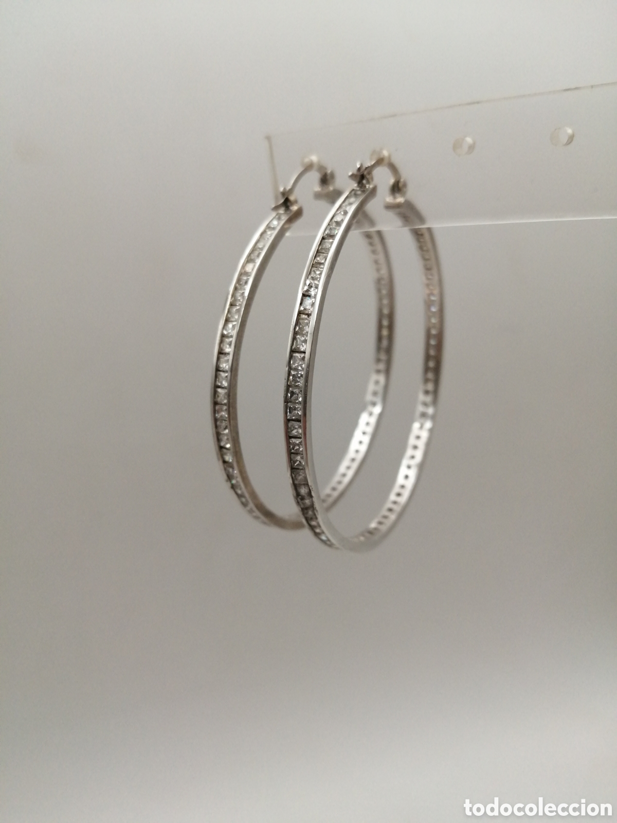 Joyeria: Pendientes Riviere. Plata 925mls y cuarzo blanco - Foto 2