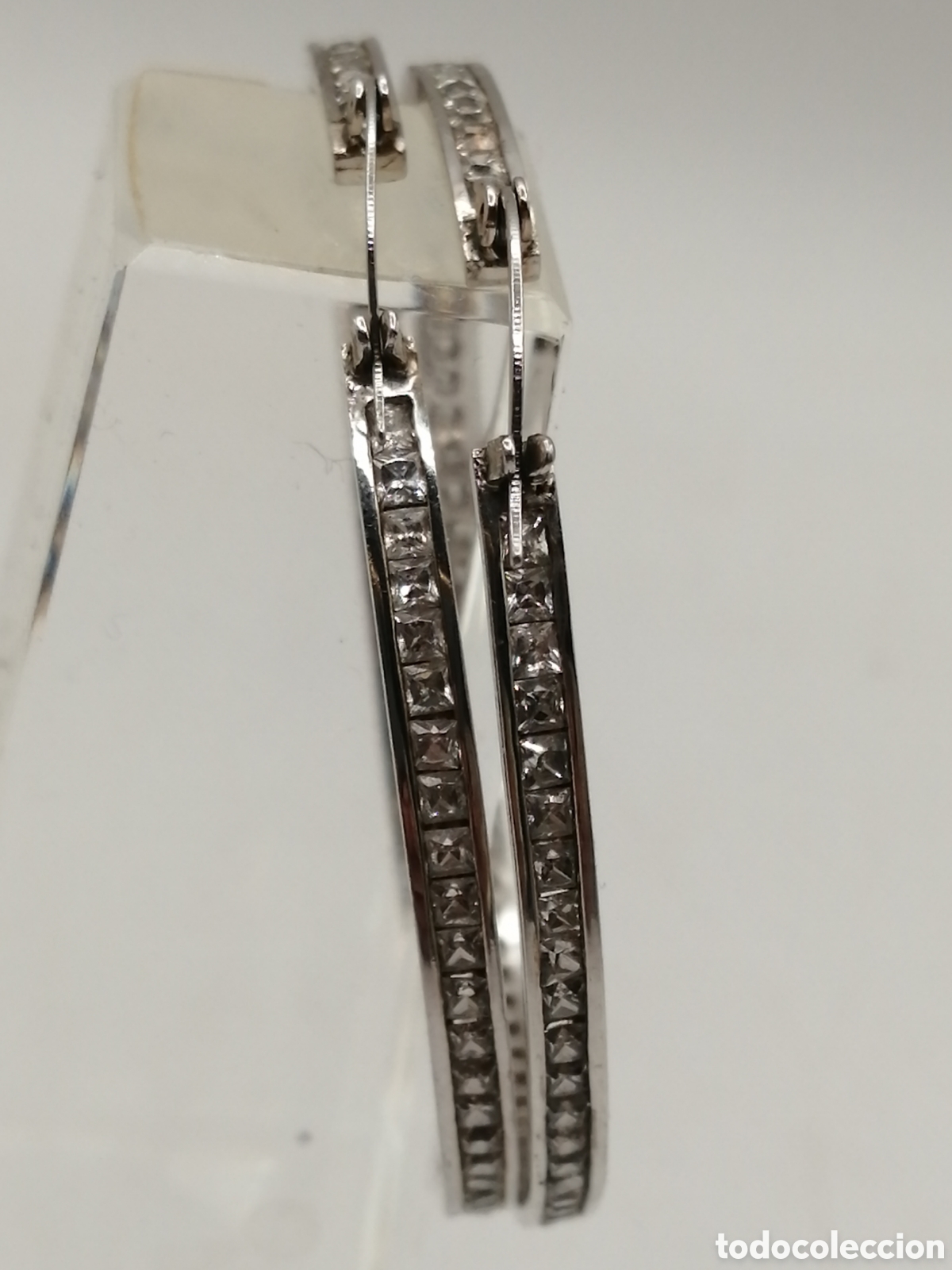 Joyeria: Pendientes Riviere. Plata 925mls y cuarzo blanco - Foto 6