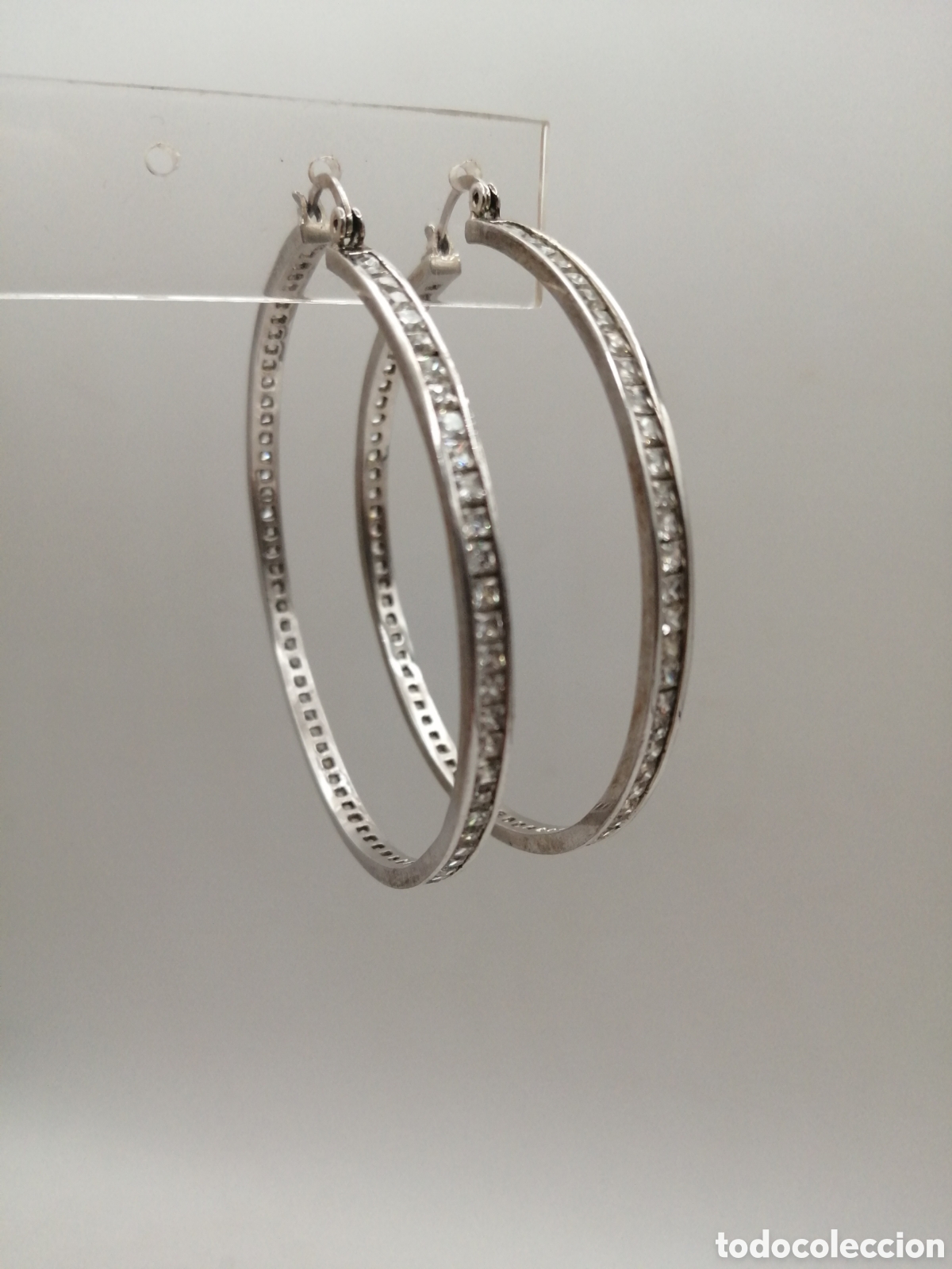 Joyeria: Pendientes Riviere. Plata 925mls y cuarzo blanco - Foto 1