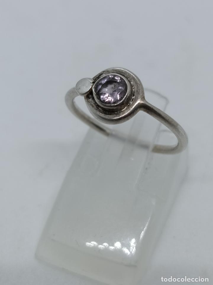Joyeria: Sofisticado anillo antiguo en plata de ley contrastada con amatista. - Foto 3