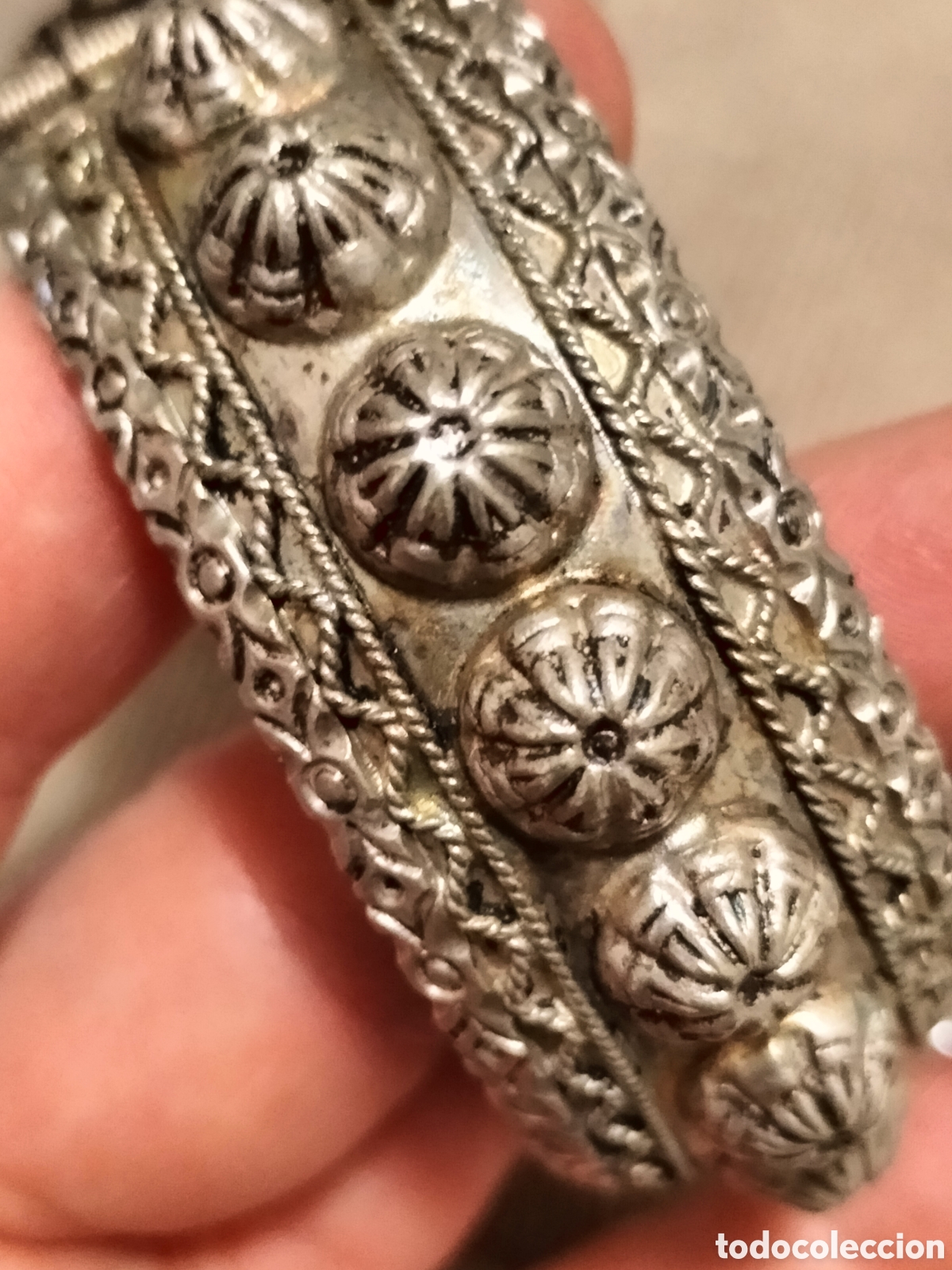 Joyeria: Antigua pulsera brazalete en plata - Foto 1